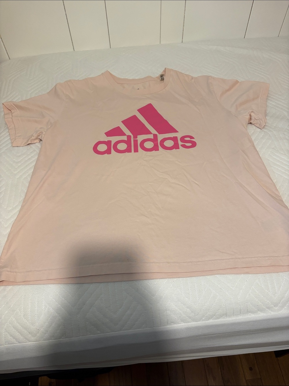 adidas Light Pink Short Sleeve Tee with Hot Pink Logo